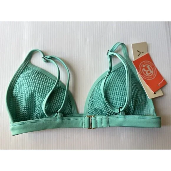 Roxy Green Ready Made Reversible Fixed Tri Bikini Top Size S - Picture 7 of 8